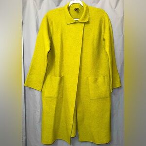 Eileen Fisher Womens Long 1 Button 100% Wool Cardigan Coat Size S